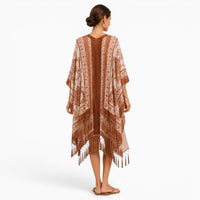 La Boutique Kimono Kimono Nylon En Velours Dévoré À Franges