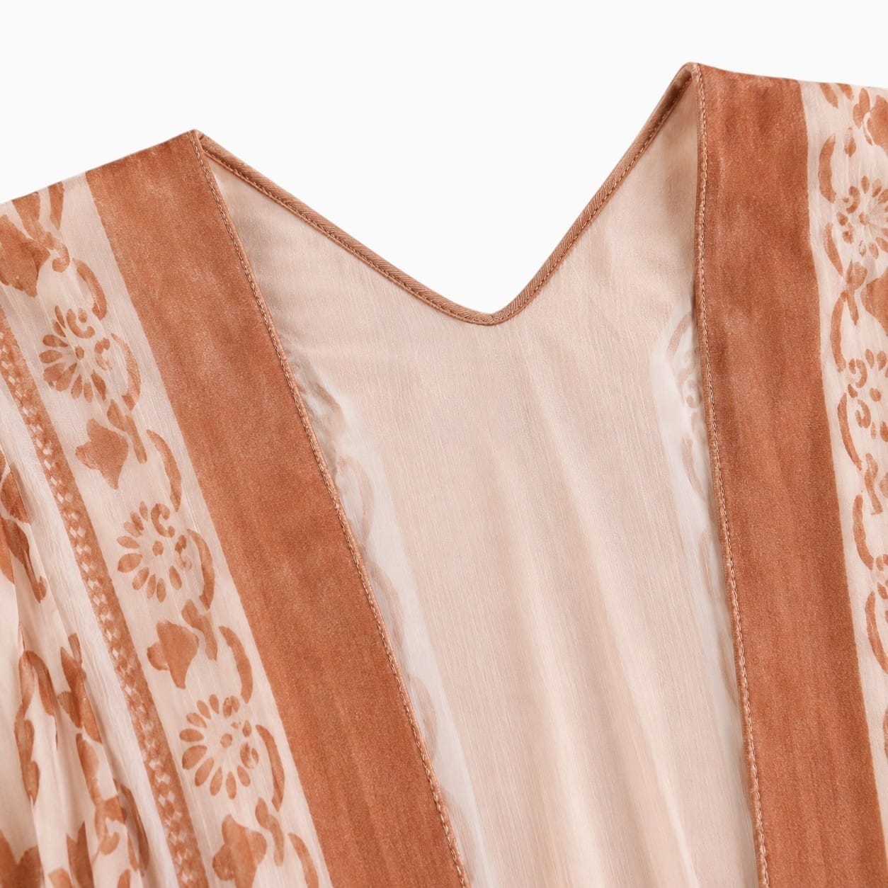 La Boutique Kimono Kimono Nylon En Velours Dévoré À Franges