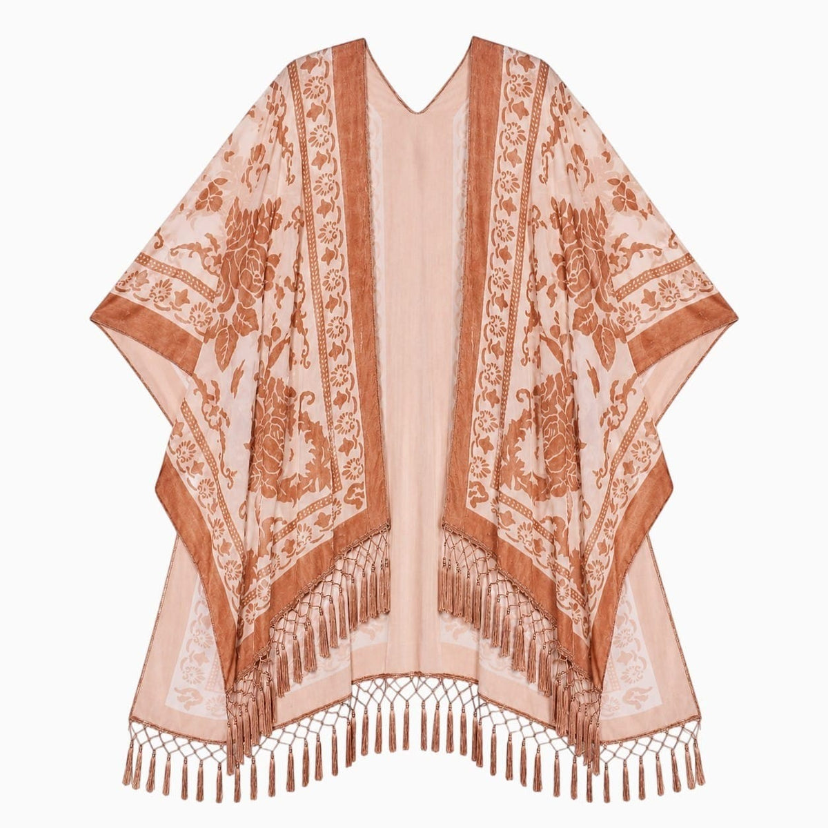 La Boutique Kimono Kimono Nylon En Velours Dévoré À Franges