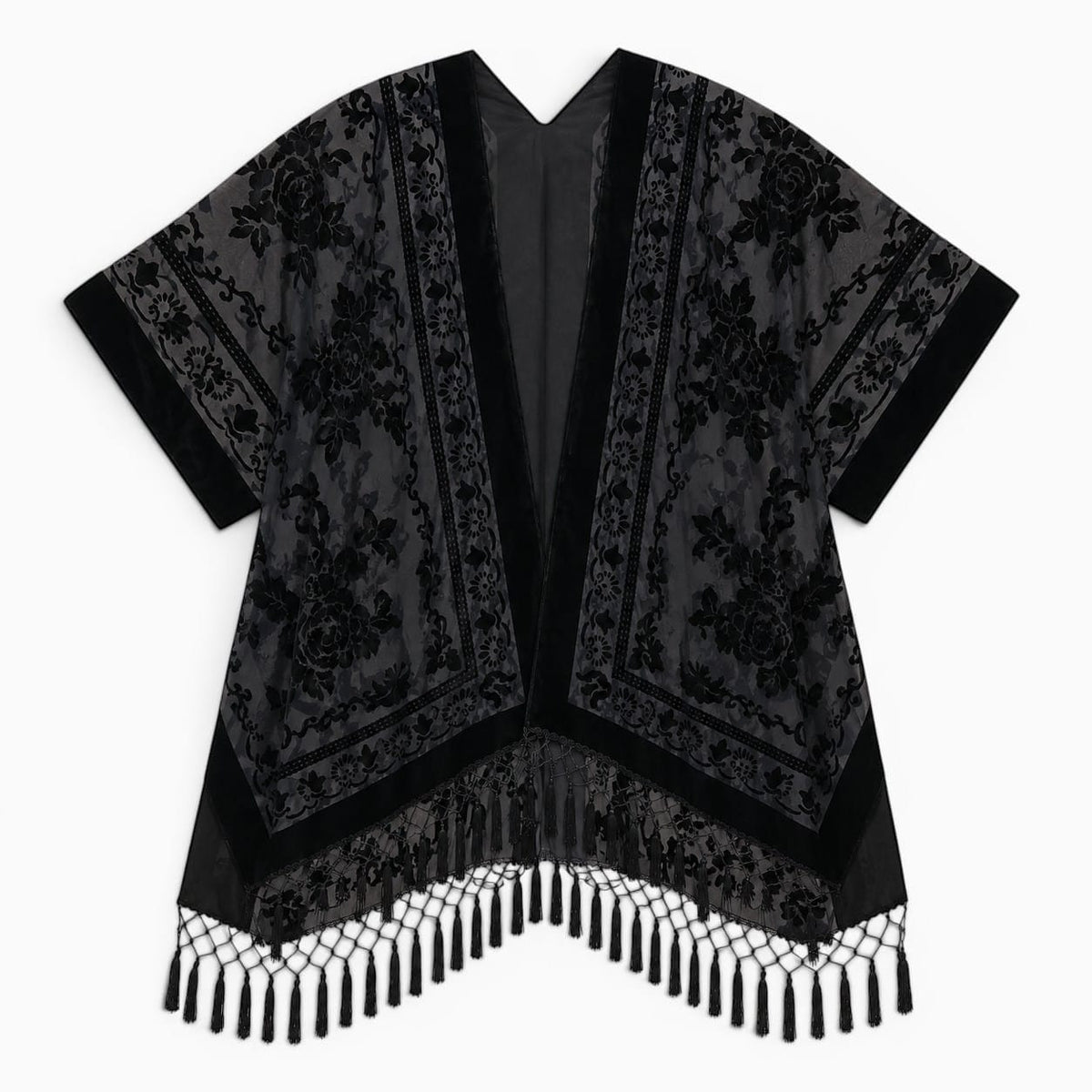 La Boutique Kimono Kimono Nylon Noir À Franges
