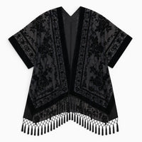 La Boutique Kimono Kimono Nylon Noir À Franges