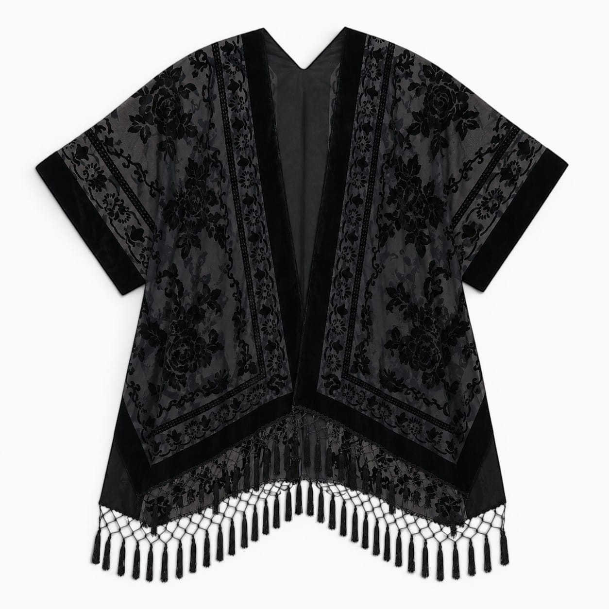 La Boutique Kimono Kimono Nylon Noir À Franges