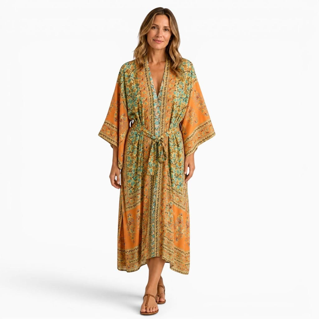 La Boutique Kimono Kimono Orange Imprimé Floral