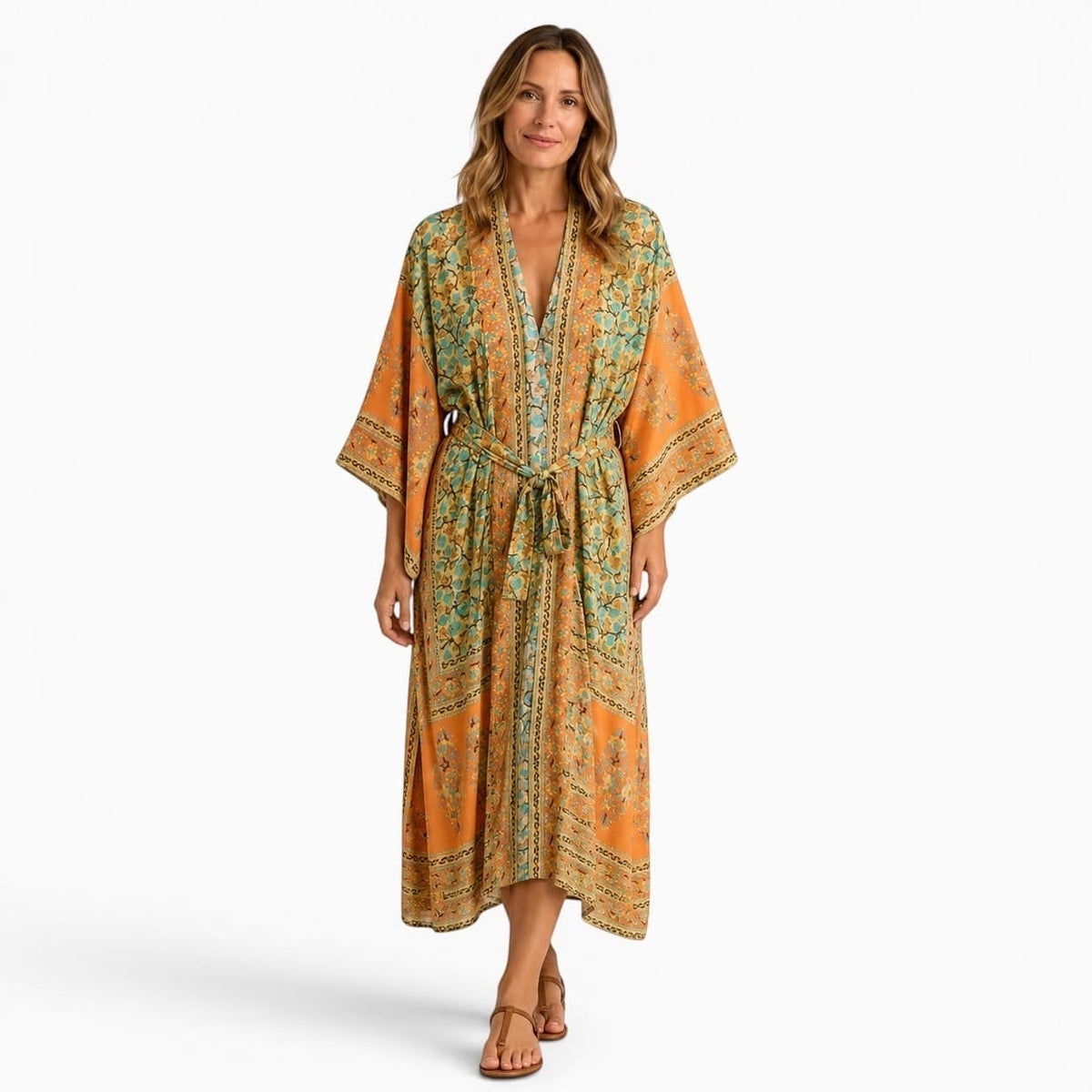 La Boutique Kimono Kimono Orange Imprimé Floral