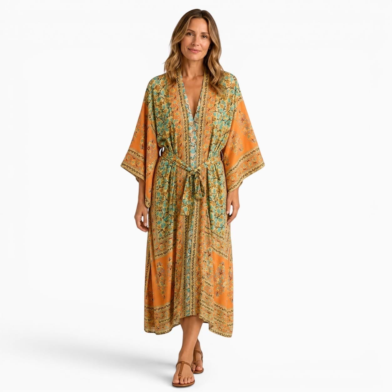 La Boutique Kimono Kimono Orange Imprimé Floral