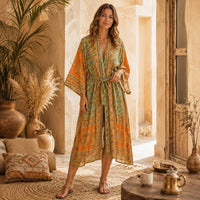 La Boutique Kimono Kimono Orange Imprimé Floral