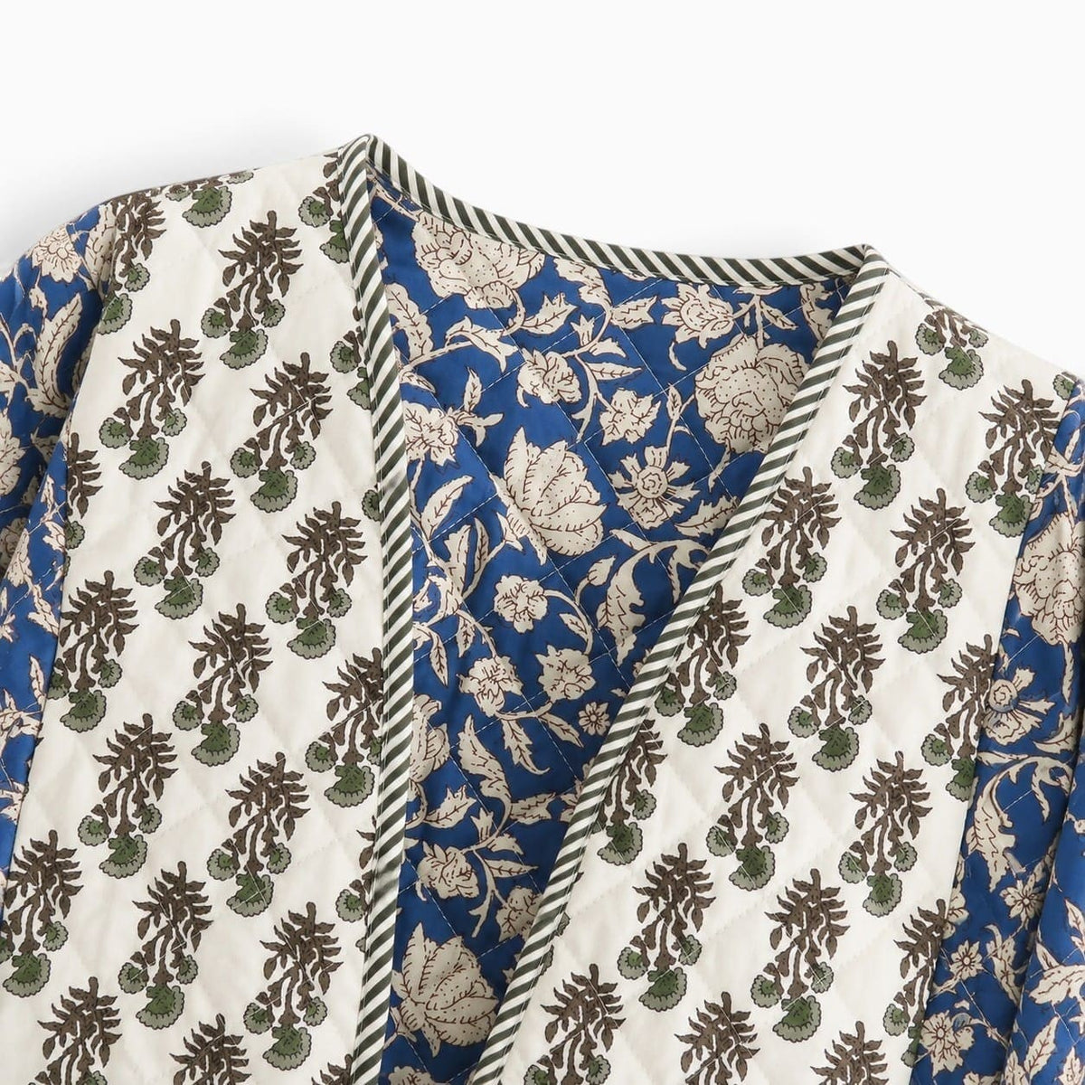La Boutique Kimono Kimono Personnalisé Matelassé Bleu Vintage