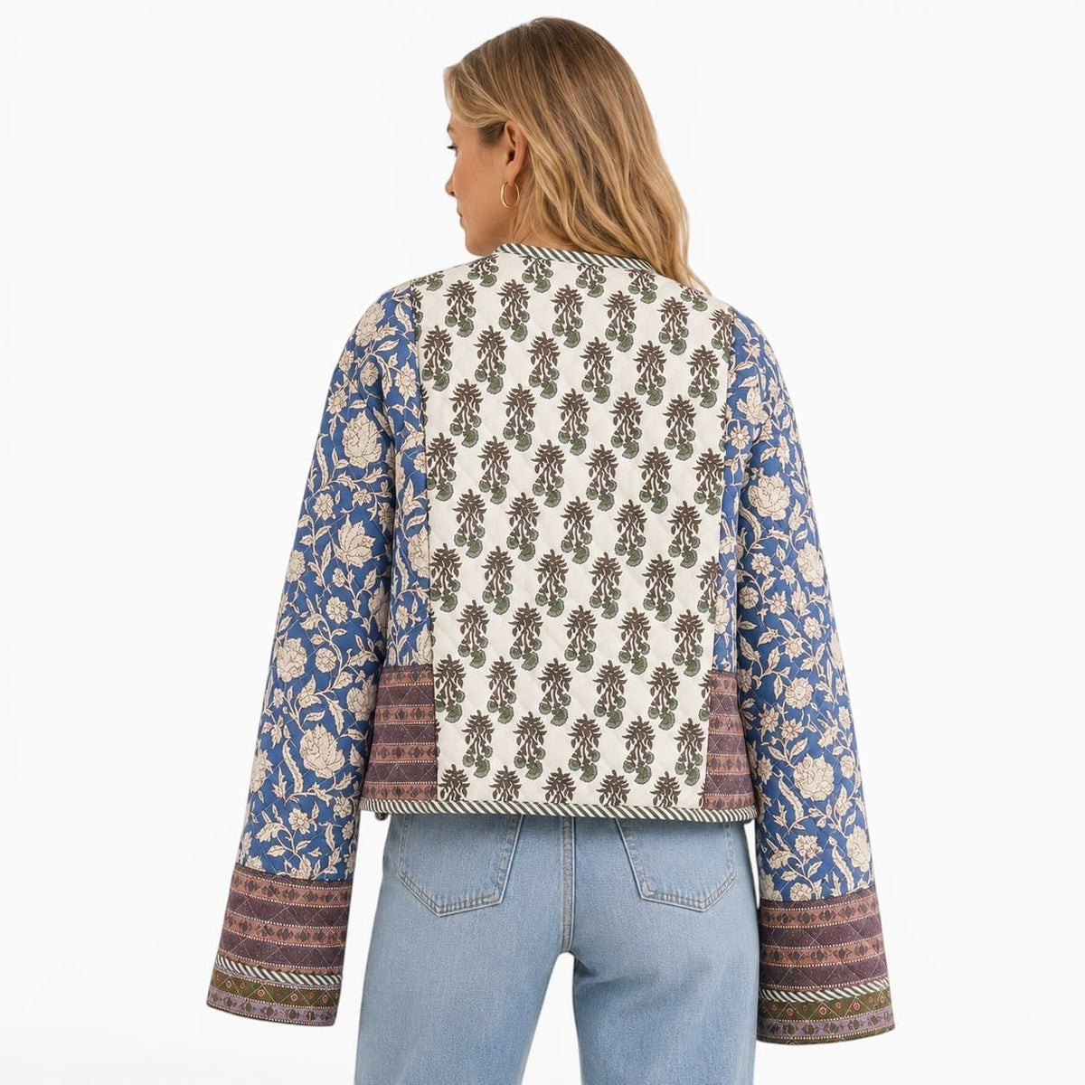 La Boutique Kimono Kimono Personnalisé Matelassé Bleu Vintage