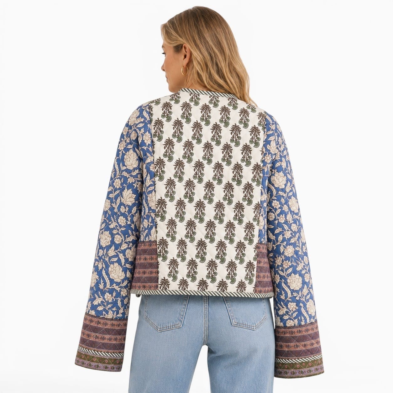 La Boutique Kimono Kimono Personnalisé Matelassé Bleu Vintage