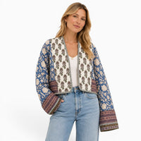 La Boutique Kimono Kimono Personnalisé Matelassé Bleu Vintage