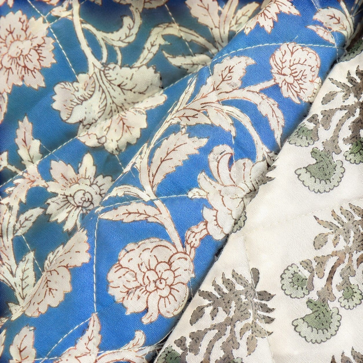 La Boutique Kimono Kimono Personnalisé Matelassé Bleu Vintage