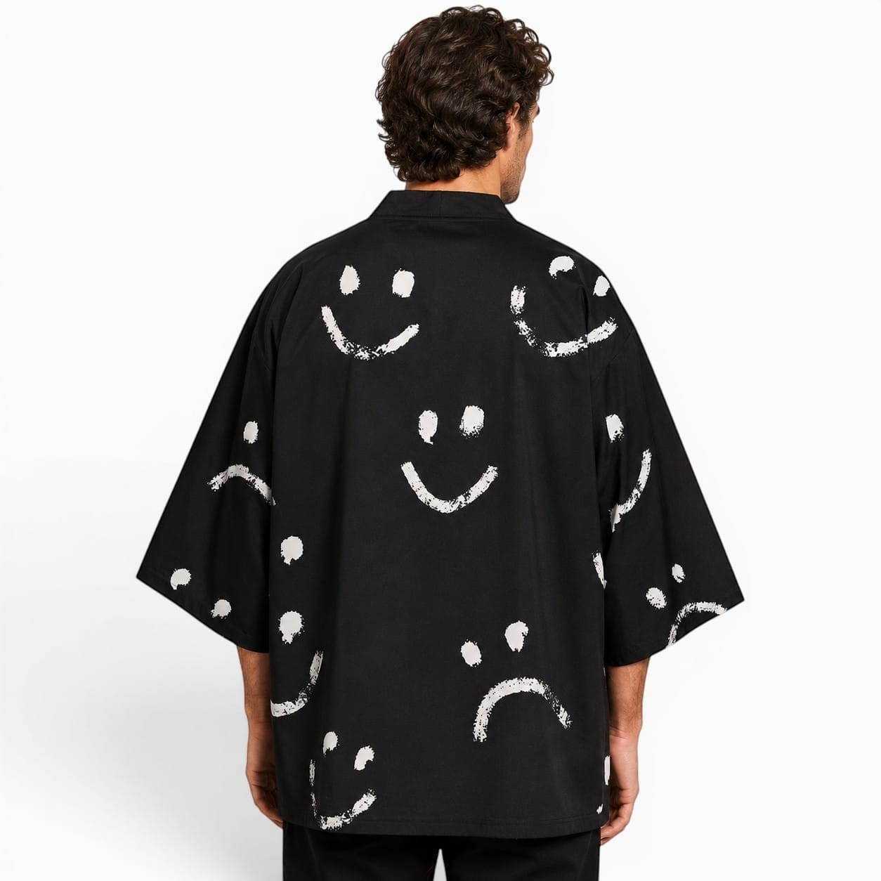 La Boutique Kimono Kimono Polyester Noir Imprimé Smileys