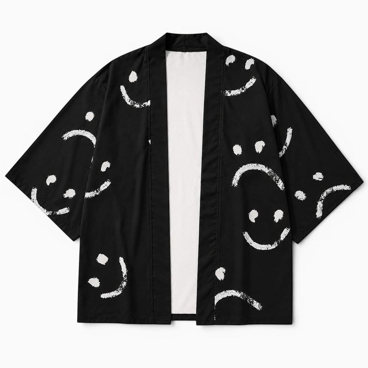 La Boutique Kimono Kimono Polyester Noir Imprimé Smileys
