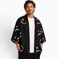 La Boutique Kimono Kimono Polyester Noir Imprimé Smileys