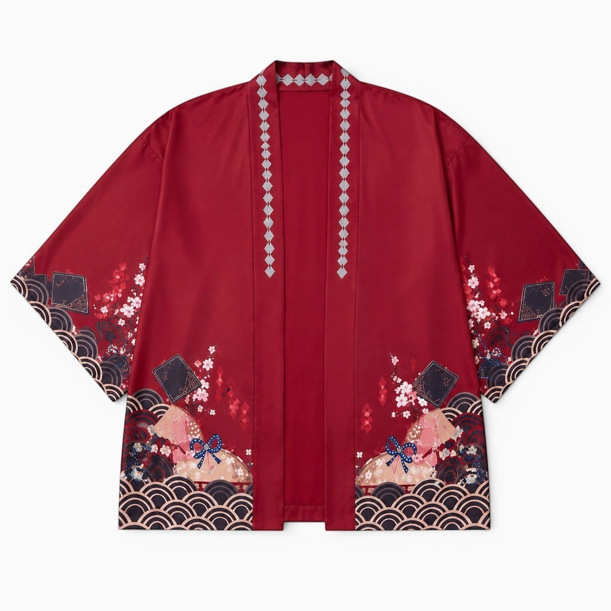 La Boutique Kimono Kimono Polyester Rouge Imprimé Japonais