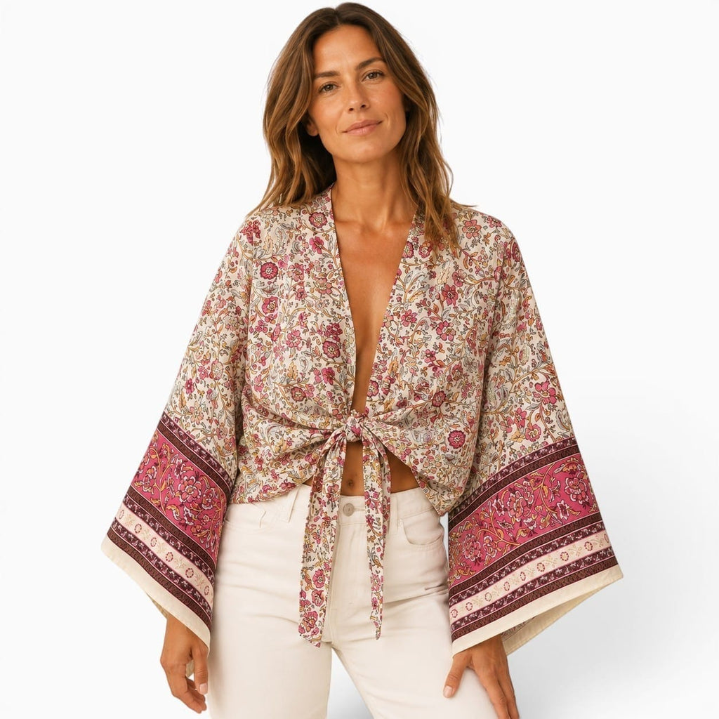 La Boutique Kimono Kimono Rayon Court Fleuri