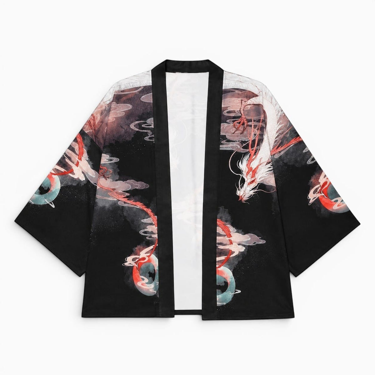 La Boutique Kimono Kimono Satin Noir Motif Dragon