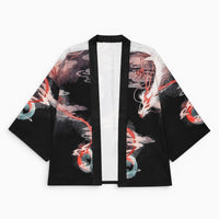 La Boutique Kimono Kimono Satin Noir Motif Dragon