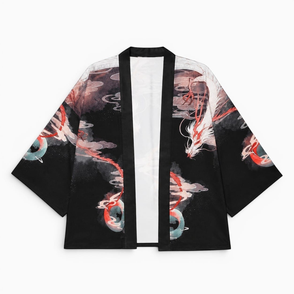 La Boutique Kimono Kimono Satin Noir Motif Dragon