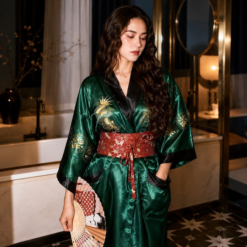 La Boutique Kimono Kimono Satin Vert Émeraude