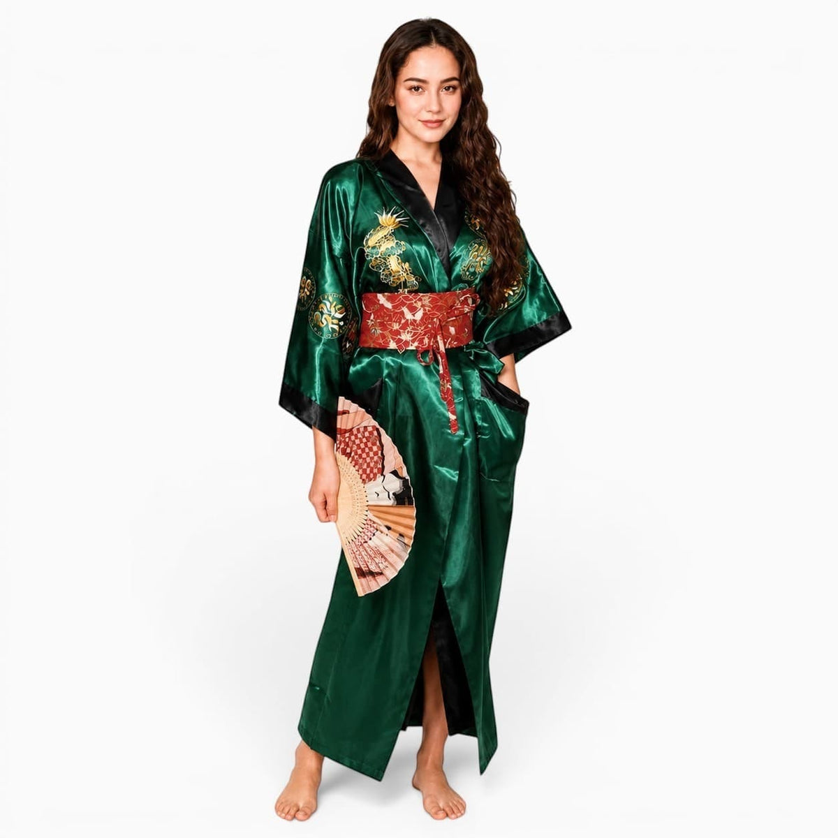 La Boutique Kimono Kimono Satin Vert Émeraude