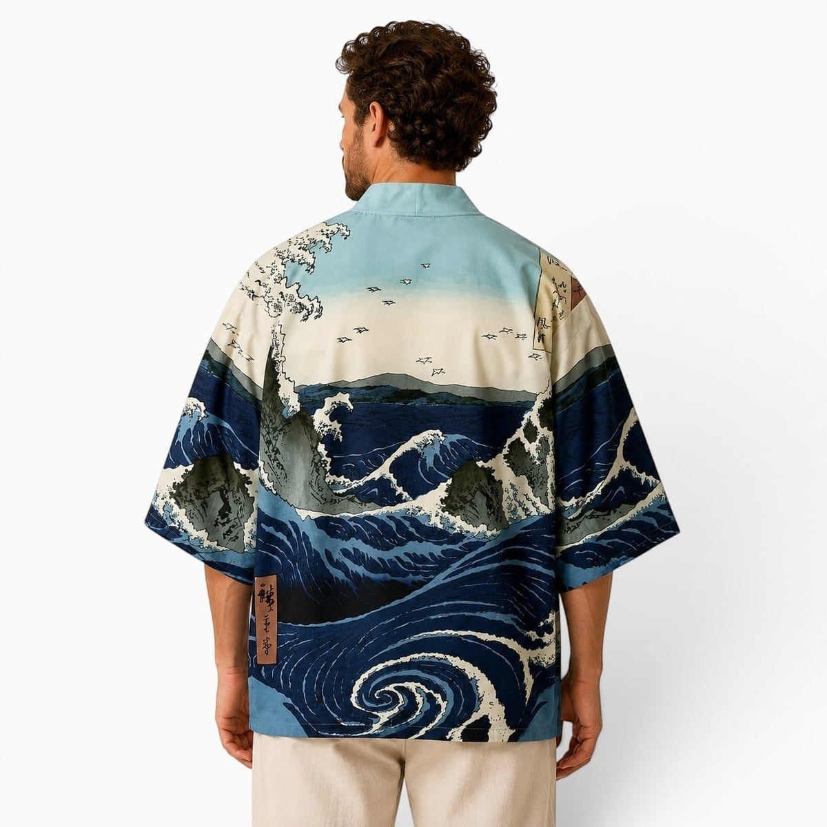 La Boutique Kimono Kimono Traditionnel Imprimé Vagues Style Japonais