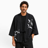 La Boutique Kimono Kimono Traditionnel Noir Brodé
