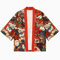 La Boutique Kimono Kimono Traditionnelle Japonais Orange Maneki-Neko
