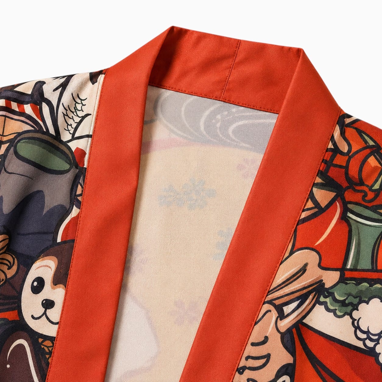 La Boutique Kimono Kimono Traditionnelle Japonais Orange Maneki-Neko