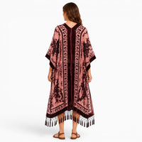 La Boutique Kimono Kimono Velours Rose Poudré Franges