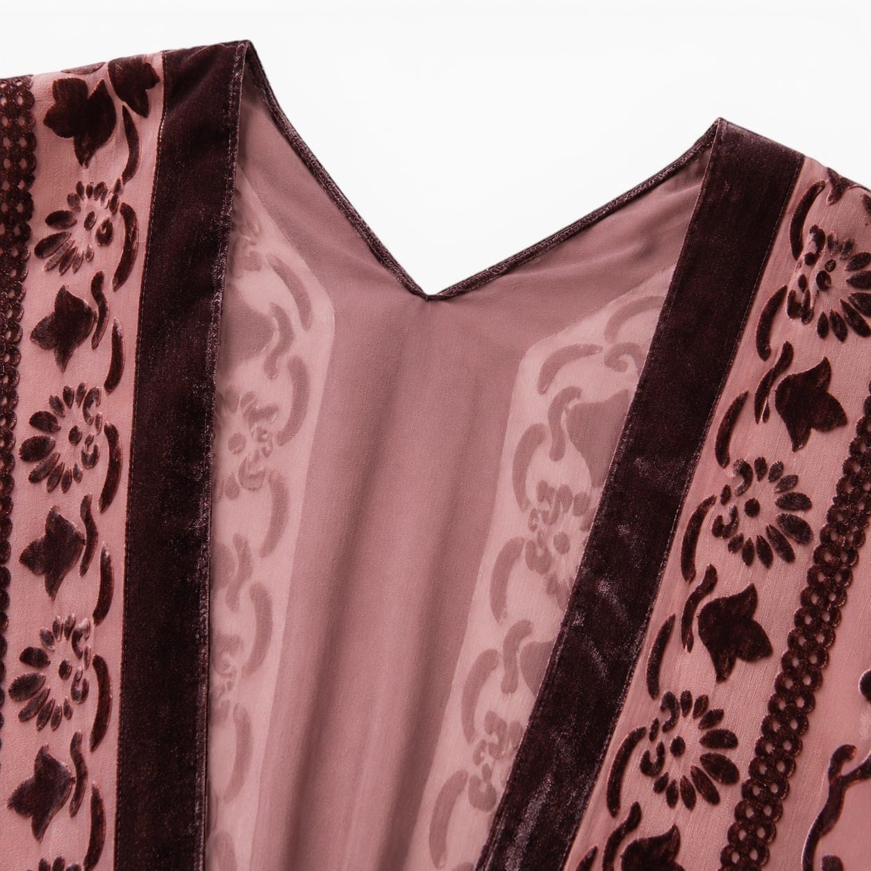 La Boutique Kimono Kimono Velours Rose Poudré Franges