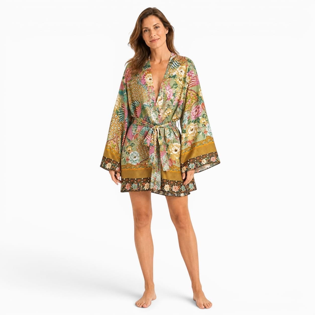 La Boutique Kimono Kimono Vert Imprimé Floral