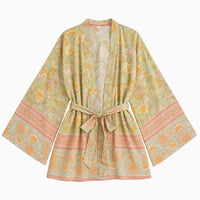 La Boutique Kimono Kimono Vert Imprimé Floral Fluide En Rayonne