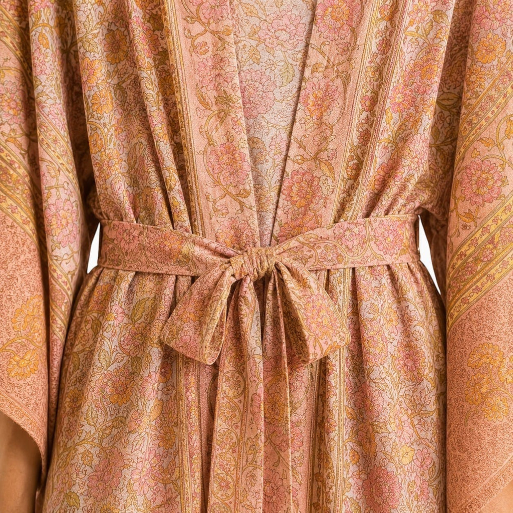 La Boutique Kimono Kimono Viscose Saumon Imprimé Floral