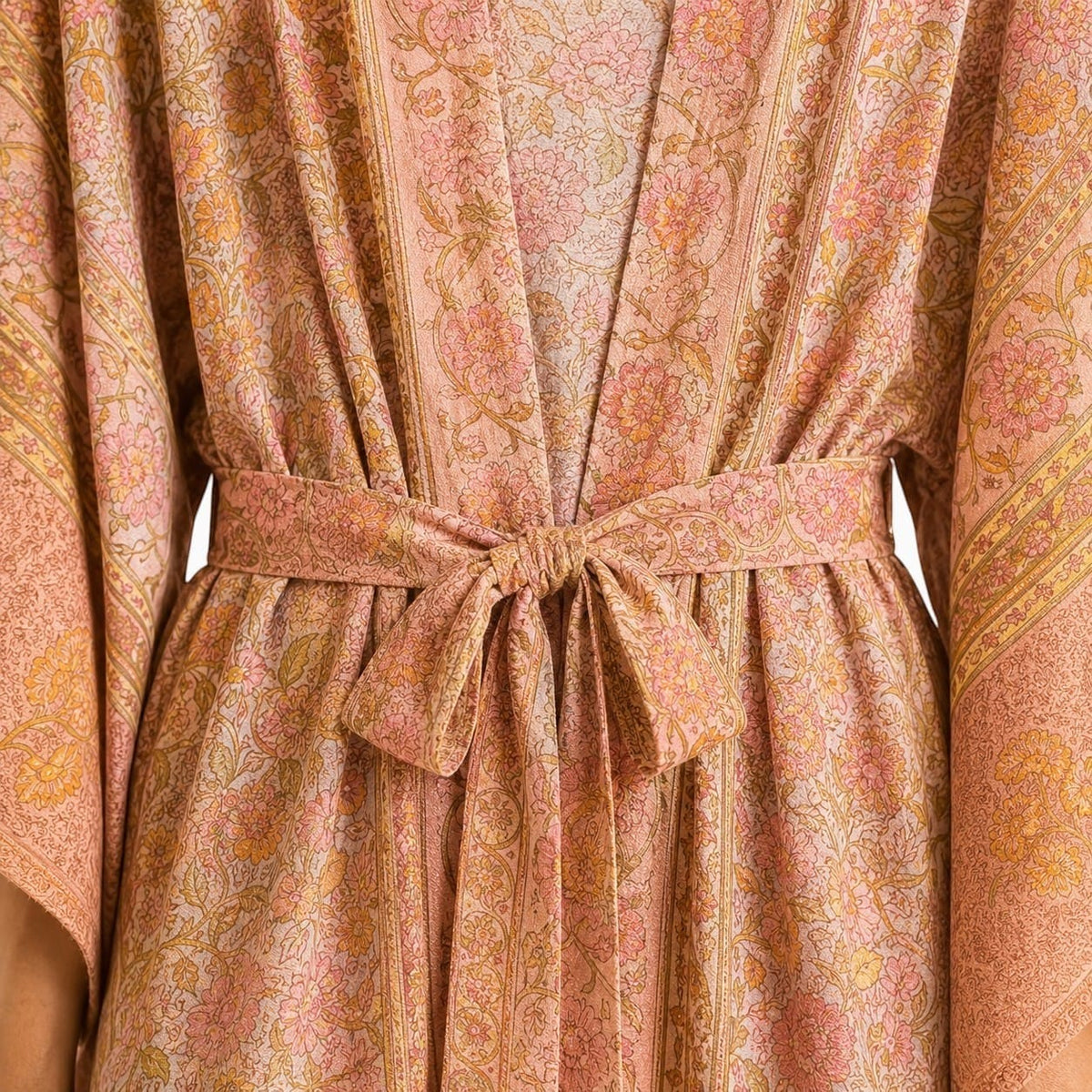 La Boutique Kimono Kimono Viscose Saumon Imprimé Floral