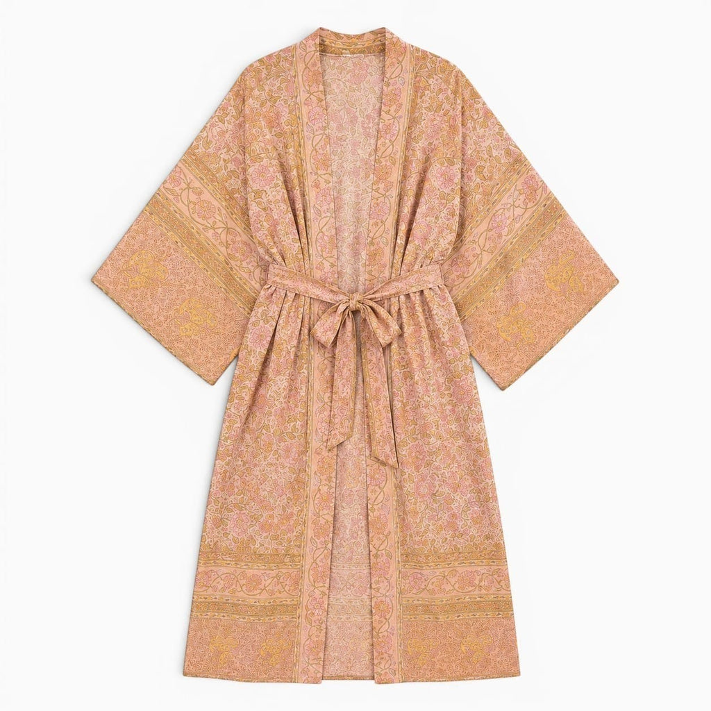 La Boutique Kimono Kimono Viscose Saumon Imprimé Floral