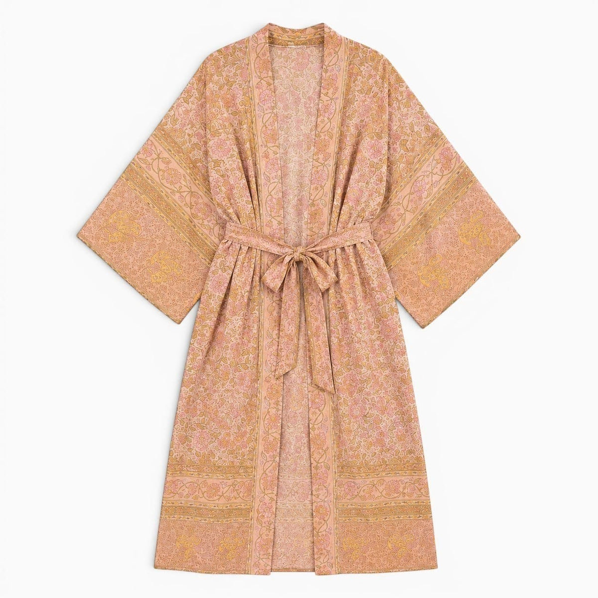 La Boutique Kimono Kimono Viscose Saumon Imprimé Floral
