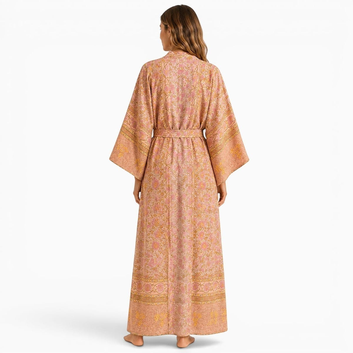 La Boutique Kimono Kimono Viscose Saumon Imprimé Floral