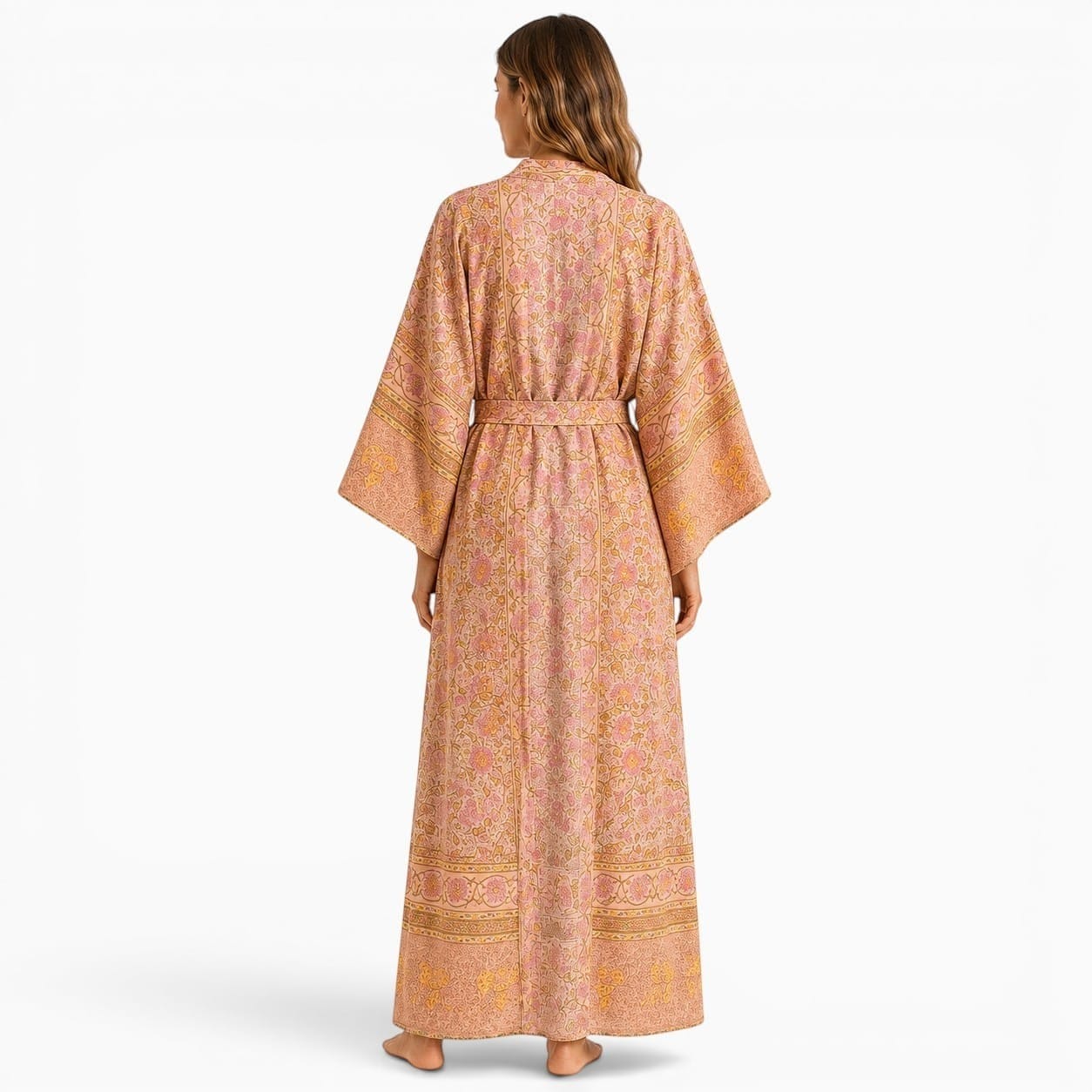 La Boutique Kimono Kimono Viscose Saumon Imprimé Floral