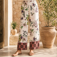 La Boutique Kimono Pantalon Blanc Fleuri Femme