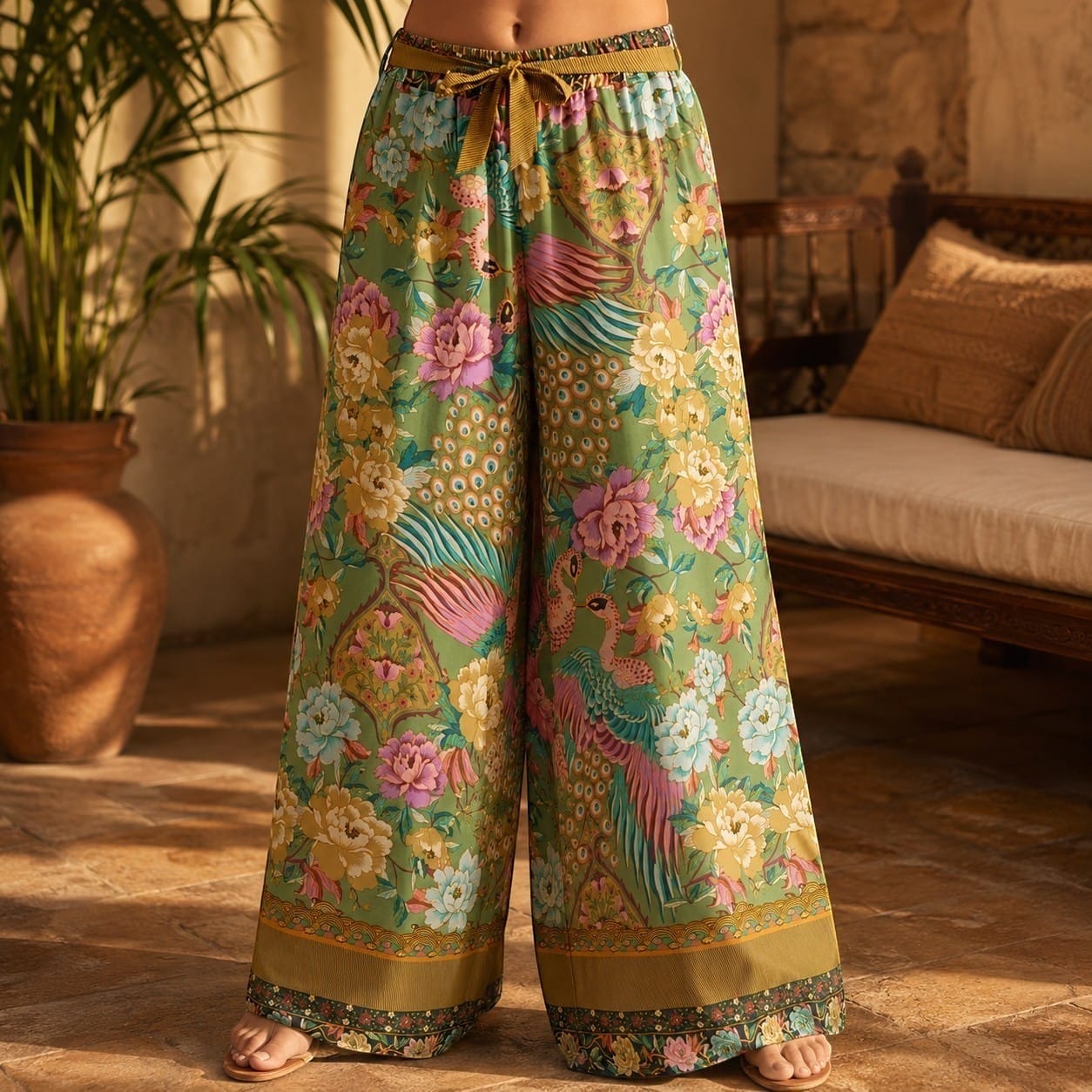 La Boutique Kimono Pantalon Fleuri Large Femme