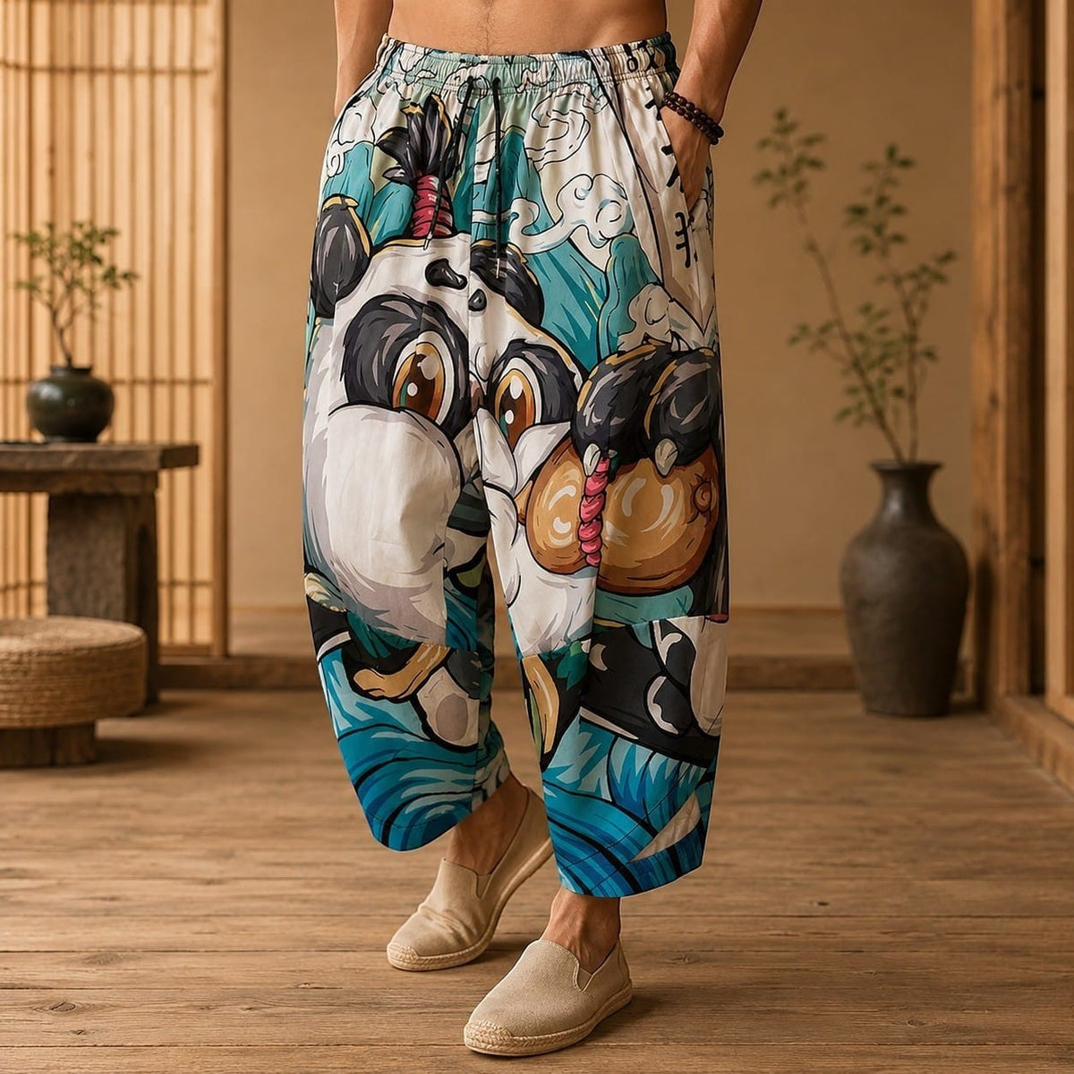 La Boutique Kimono Pantalon Kimono Japonais Imprimé Panda Style