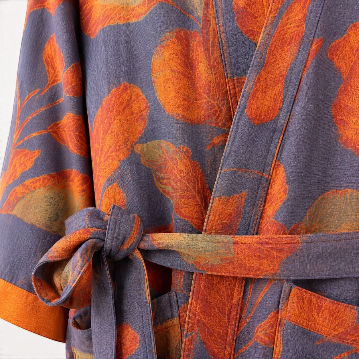 La Boutique Kimono Peignoir Kimono Homme Bleu et Orange