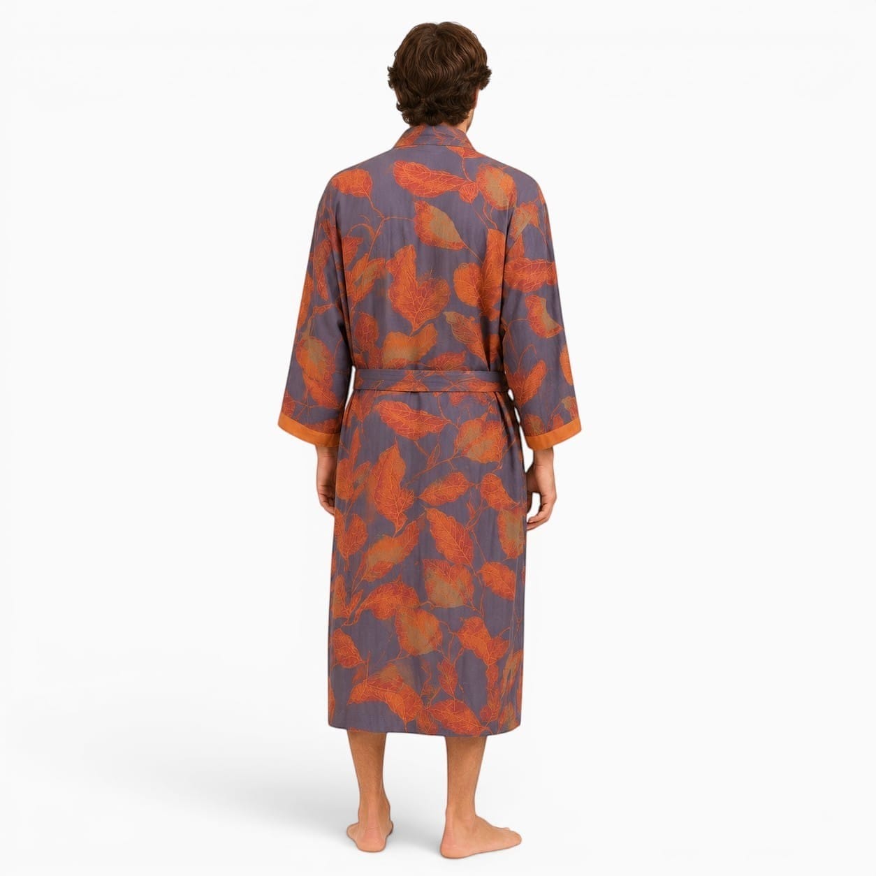 La Boutique Kimono Peignoir Kimono Homme Bleu et Orange