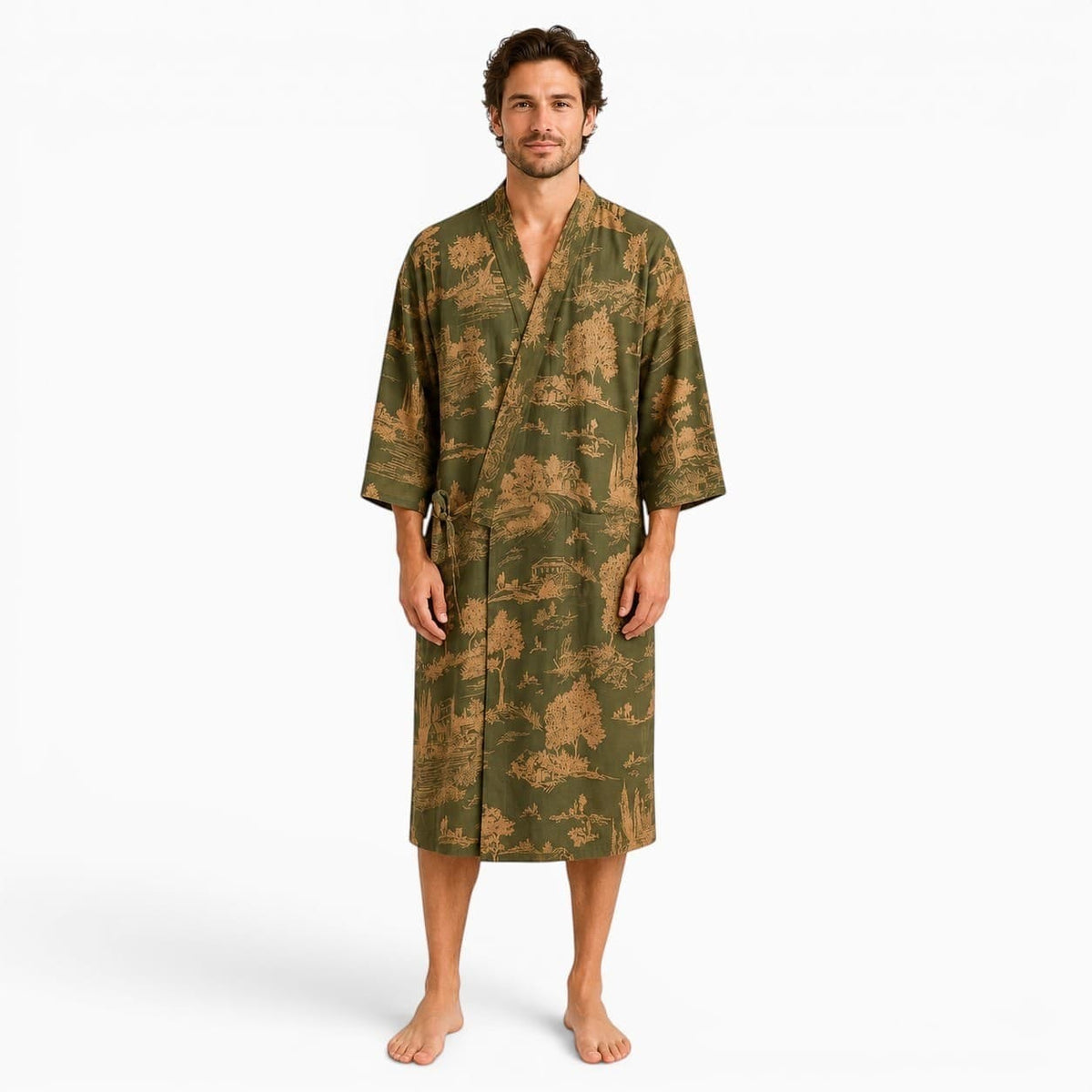 La Boutique Kimono Peignoir Kimono Homme Motif Paysage Jacquard