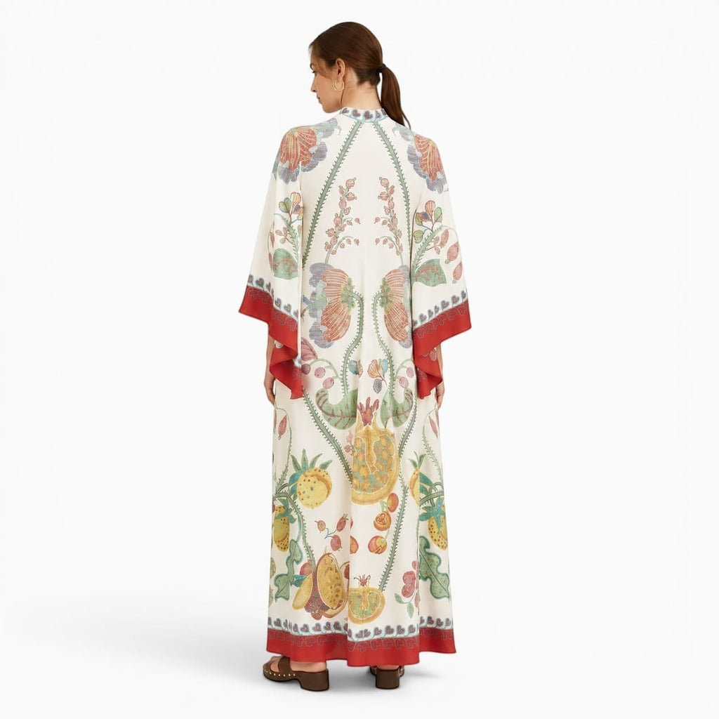 La Boutique Kimono Robe Longue Blanche Fleuri