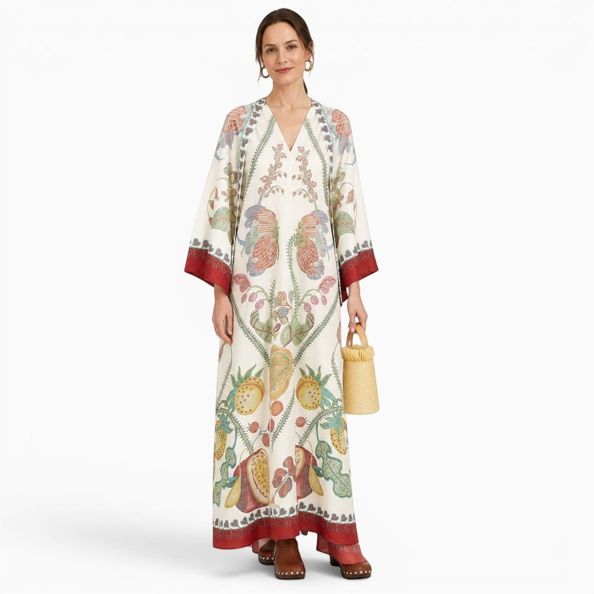 La Boutique Kimono Robe Longue Blanche Fleuri