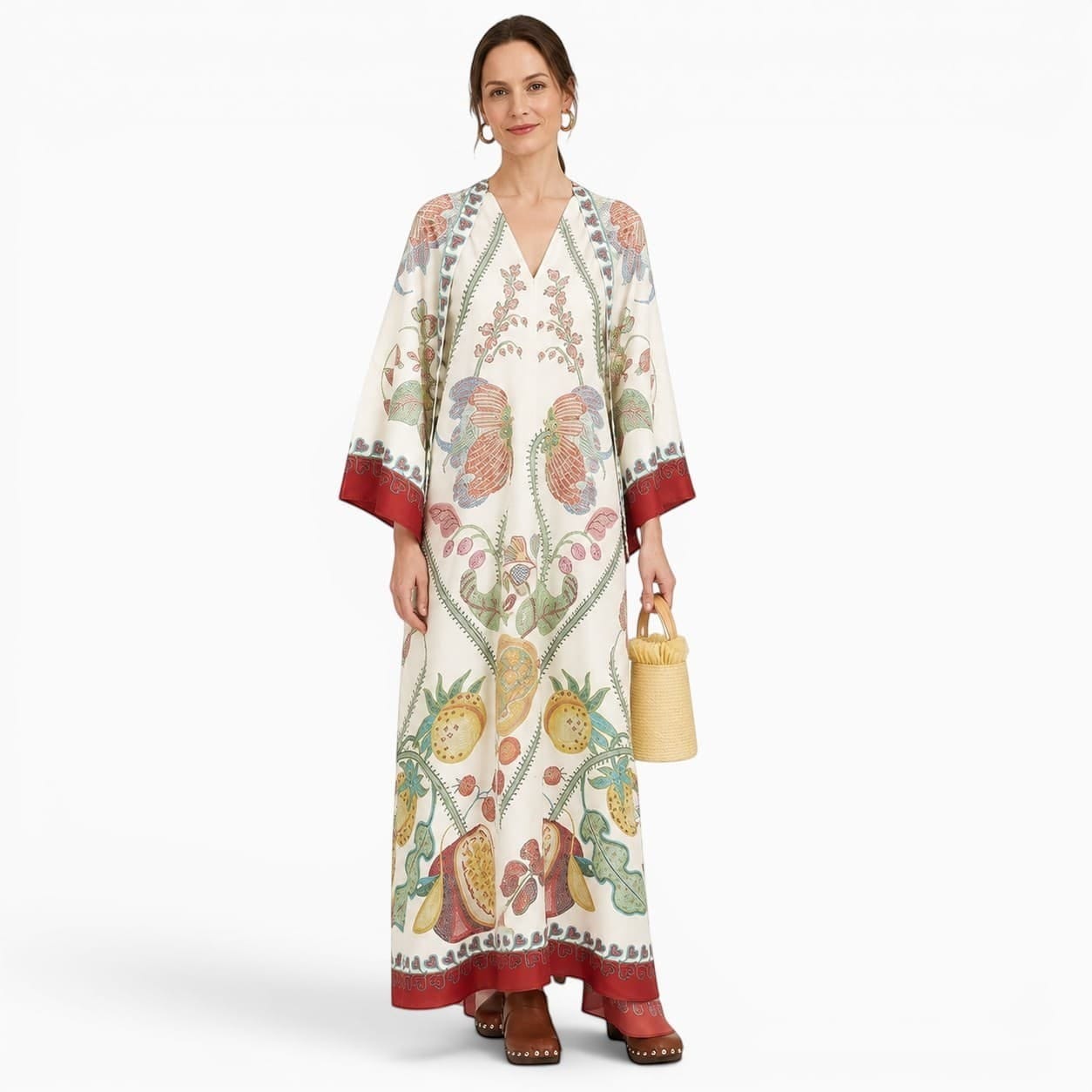 La Boutique Kimono Robe Longue Blanche Fleuri