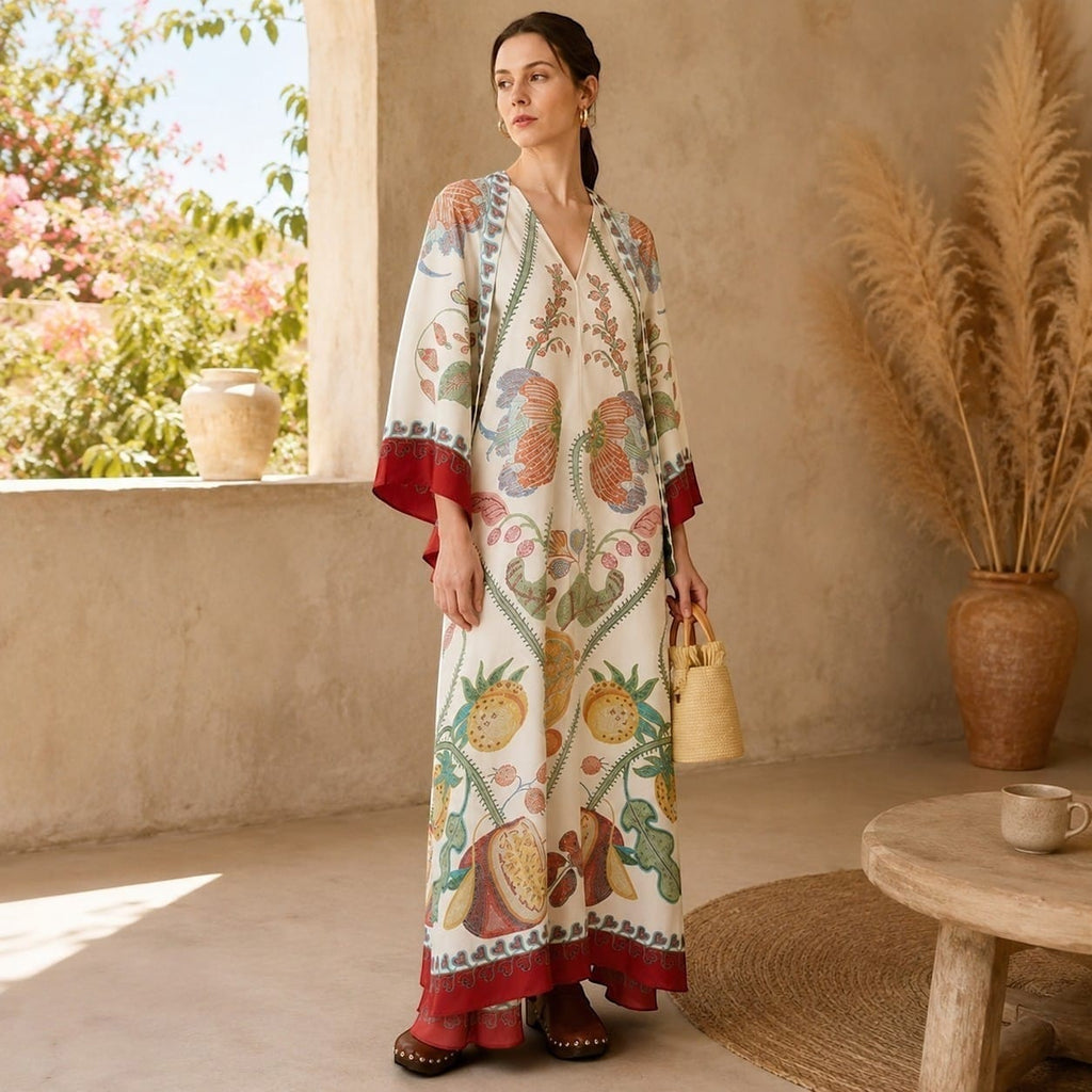 La Boutique Kimono Robe Longue Blanche Fleuri