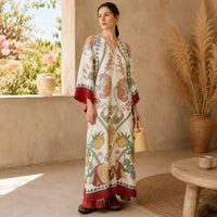 La Boutique Kimono Robe Longue Blanche Fleuri